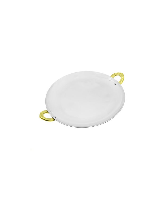 RAJ - Serving Platter With Double Handle Silver/Gold 27.5cm - Image 1