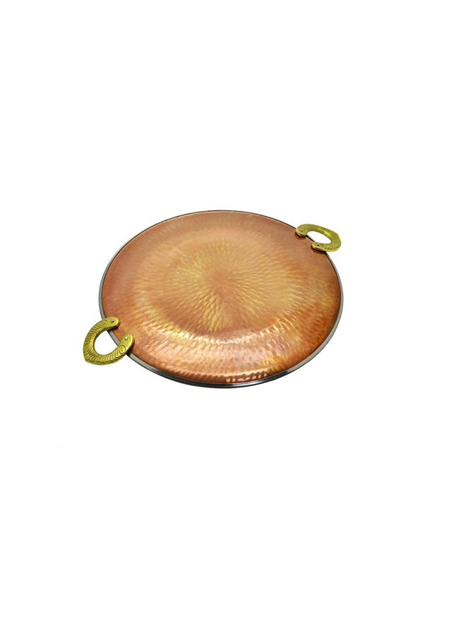 RAJ - Serving Platter With Double Handle Silver/Gold 27.5cm - Image 1