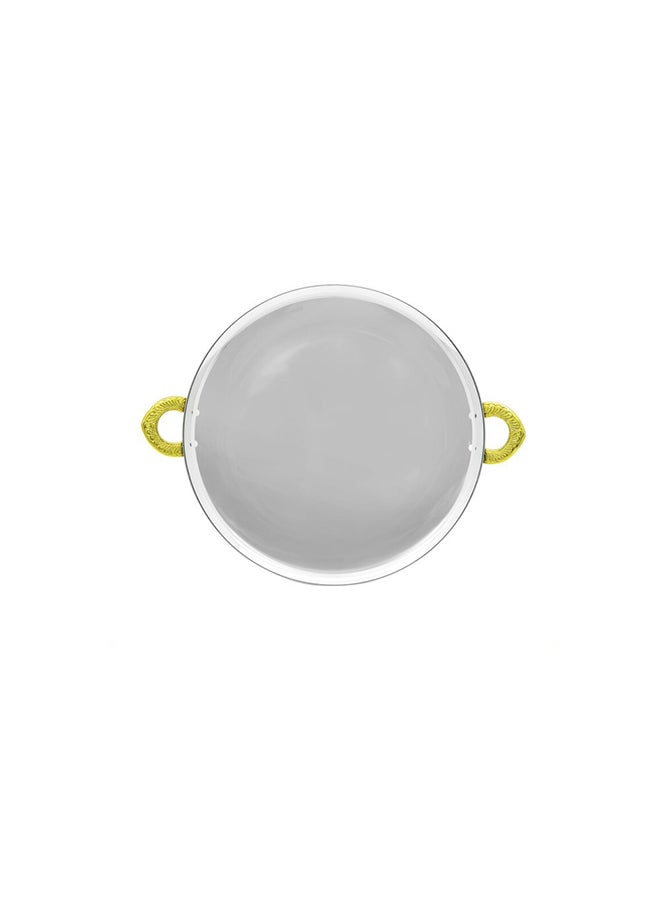 RAJ - Serving Platter With Double Handle Silver/Gold 27.5cm - Image 1