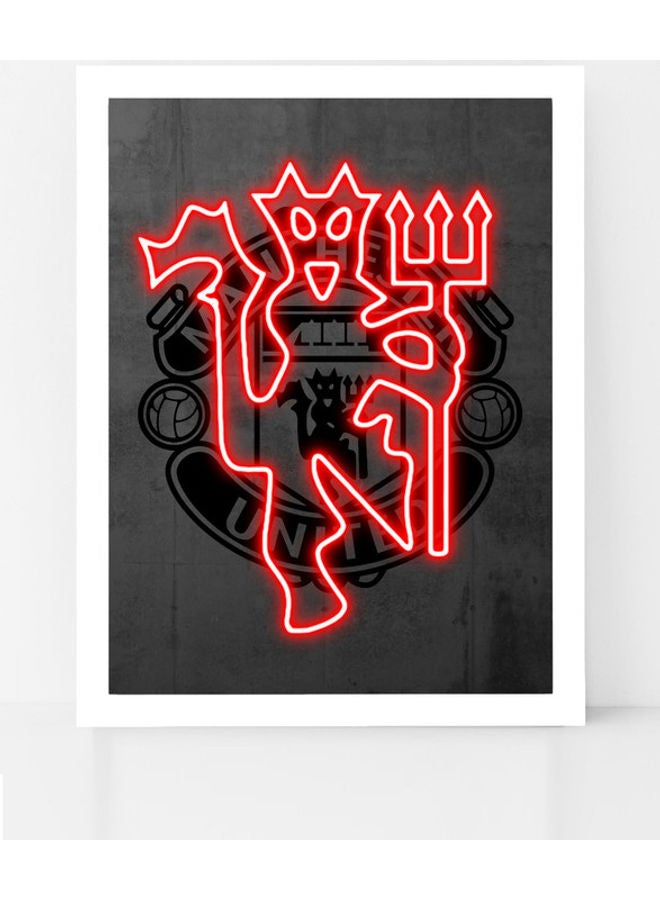 Boomah Accessories Manchester United Neon Poster with Frame Black/Red 30 x 40cm 