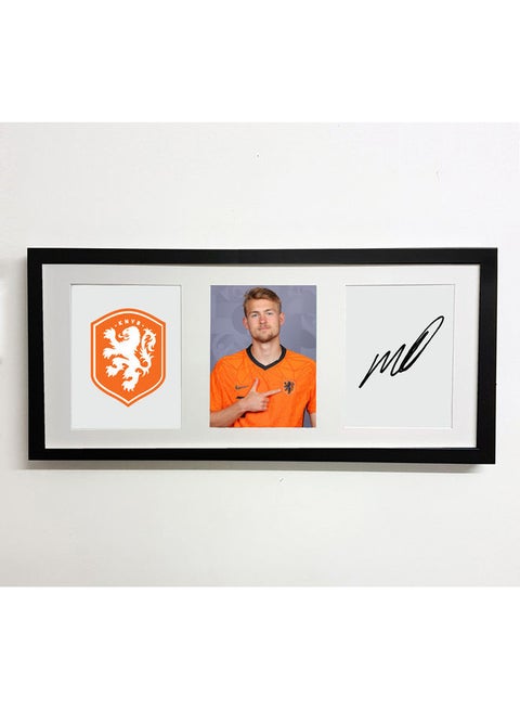 Matthijs De Ligt Netherlands Euro 2020 Autographed Poster With Frame Multicolour 50x23cm