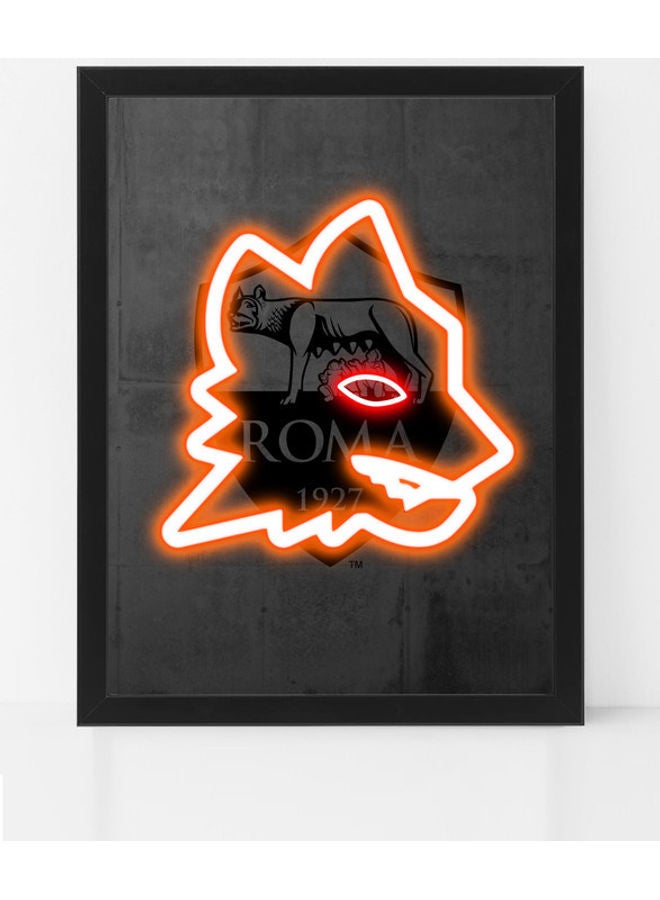 AS Roma Neon Poster with Frame Multicolour 30 x 40cm - v1624186492/N48455689A_1