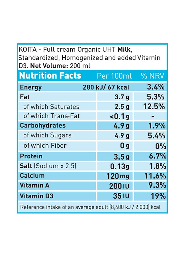 Koita Organic Whole Milk Plain 200ml Pack of 24  - Image 3