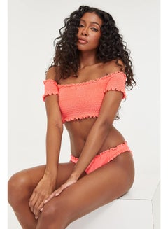 Smoked Off Shoulder Bikini Top Orange