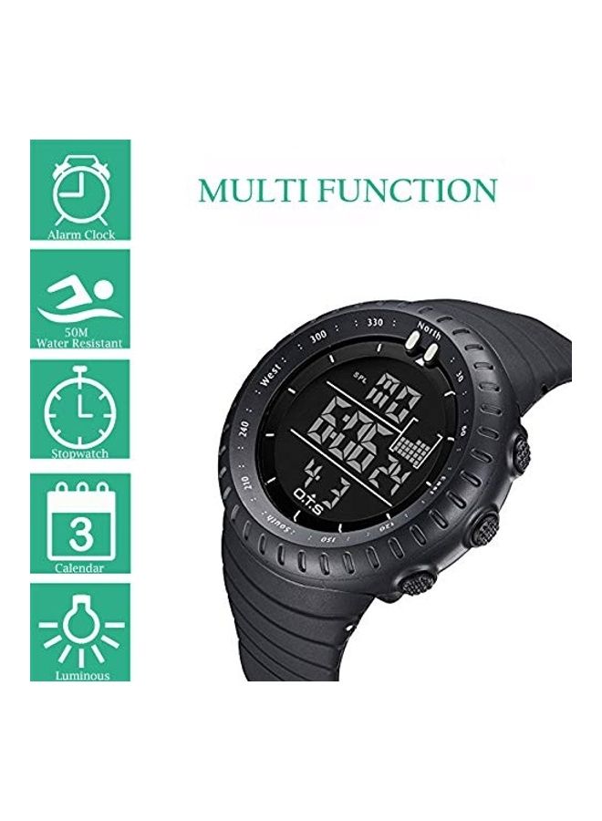 ساعة يد رقمية مقاومة للماء طراز T7005G - 45 مم - لون أسود للرجال - Image 3