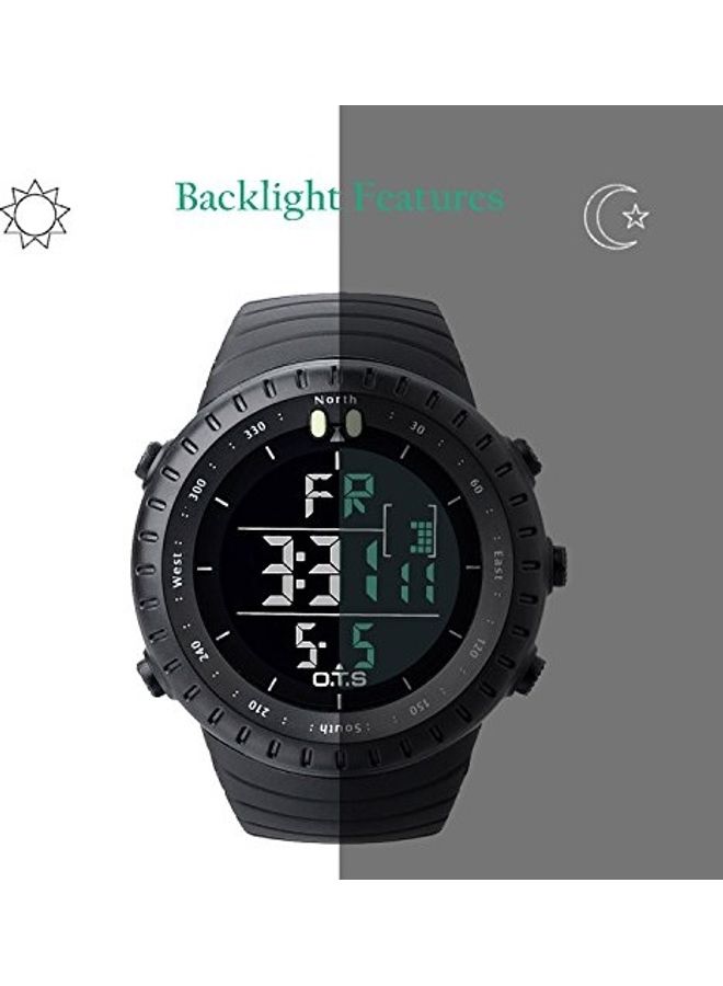 ساعة يد رقمية مقاومة للماء طراز T7005G - 45 مم - لون أسود للرجال - Image 4