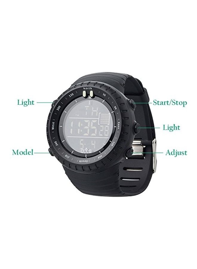 ساعة يد رقمية مقاومة للماء طراز T7005G - 45 مم - لون أسود للرجال - Image 5