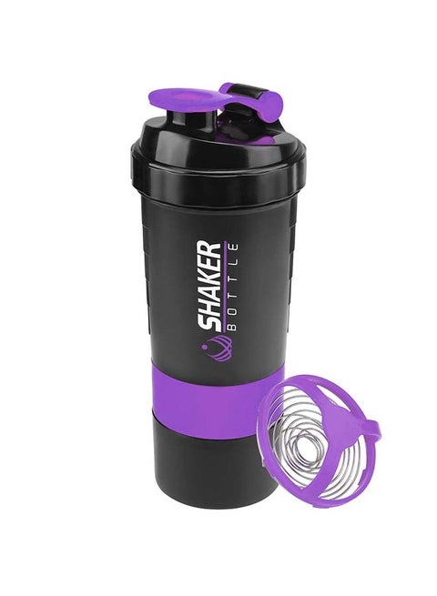 Protein Shaker Sports Water Bottle With Non Slip 3 Layer Twist Off 3oz Cups With Pill Tray, Leak Proof Shake Bottle Mixer and Protein Powder Shake Cup With Storage 0.5kg