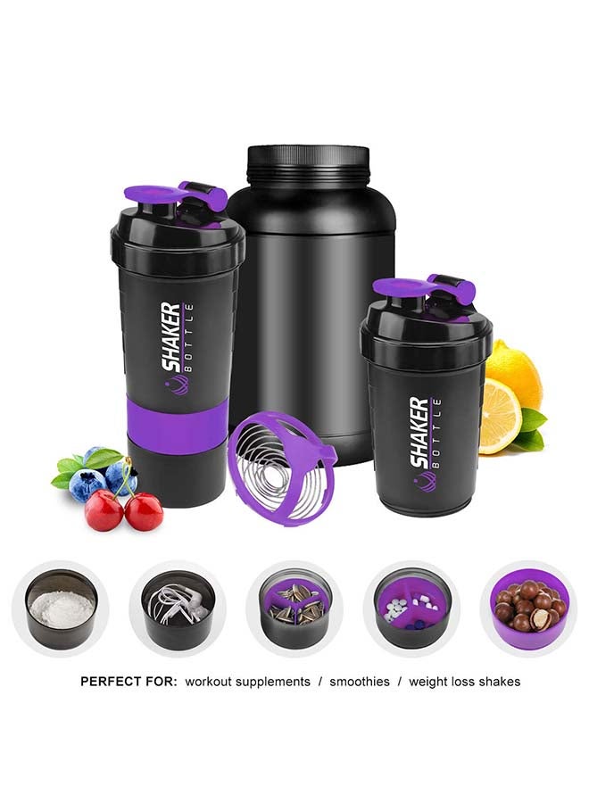 H PRO Protein Shaker Sports Water Bottle With Non Slip 3 Layer Twist Off 3oz Cups With Pill Tray, Leak Proof Shake Bottle Mixer and Protein Powder Shake Cup With Storage 0.5kg - Image 5