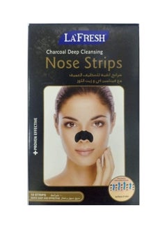 10-Piece Charcoal Deep Cleansing Nose Strips Set Black 15grams
