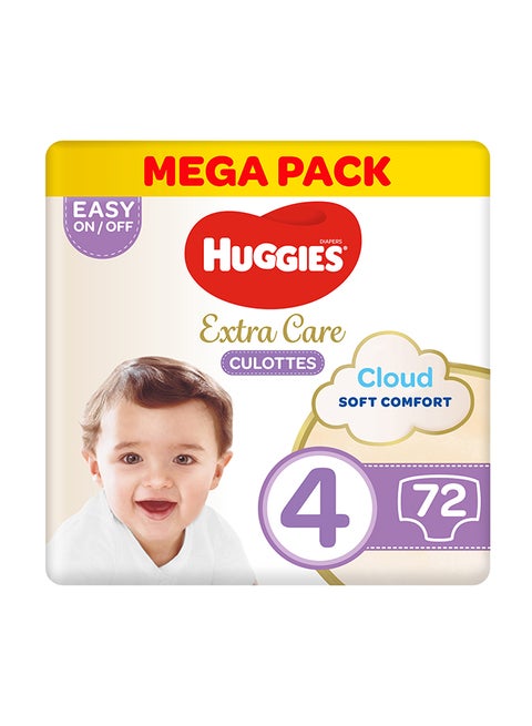 Extra Care Baby Pants Diapers, Size 4, 9 - 14 Kg, 72 Count (36 x 2) - Mega Pack, Cloud Soft Comfort, Dry Touch Layer