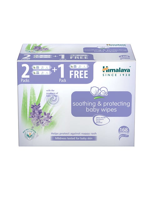 Baby Wipes, 2+1 Pack With Lavender Aloe Vera Scent Soothing And Protecting