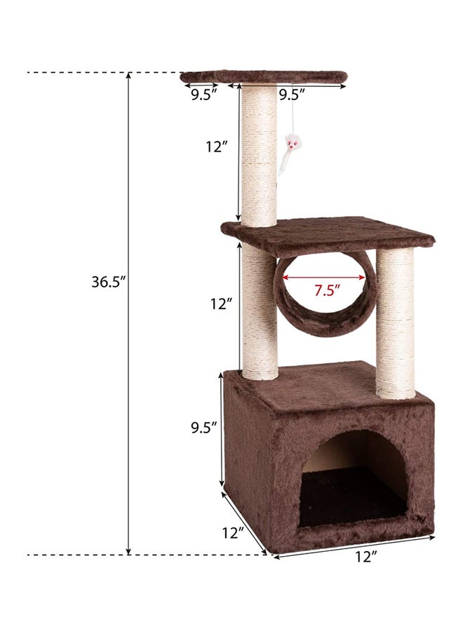 Cat Trees And Towers With Scratching Posts Brown/Beige ‎35.2x34.4x34cm