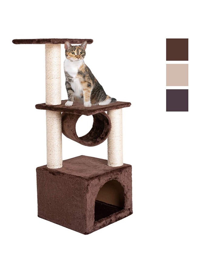Cat Trees And Towers With Scratching Posts Brown/Beige ‎35.2x34.4x34cm