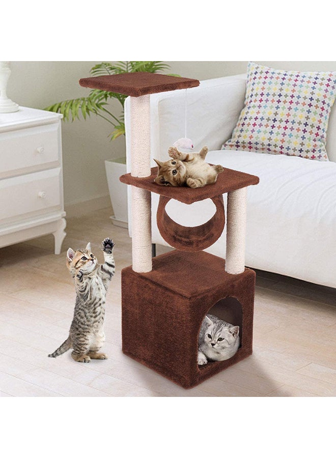 Cat Trees And Towers With Scratching Posts Brown/Beige ‎35.2x34.4x34cm
