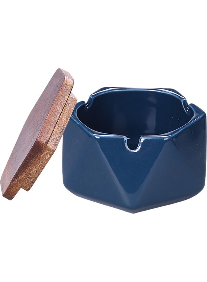Geometric Ashtray With Lid Blue