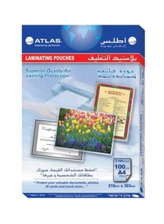 ATLAS 100-Piece A4 Film Lamination Sheets Clear  - Image 1