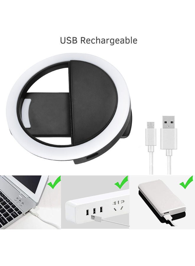 LED Rechargeable Portable Ring Light Compatible White  - Image 5