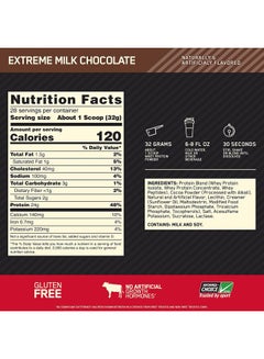 Optimum Nutrition Gold Standard 100% Whey Protein Powder Extreme Milk Chocolate 2lbs  - Image 4