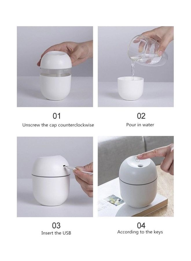 Ultrasonic Air Humidifier With LED Light White/Pink  - Image 3