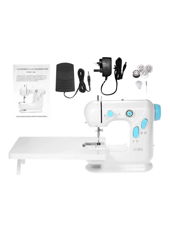 Decdeal Multifunctional Electric Sewing Machine With Extension Table H19676UK White/Blue - Image 1