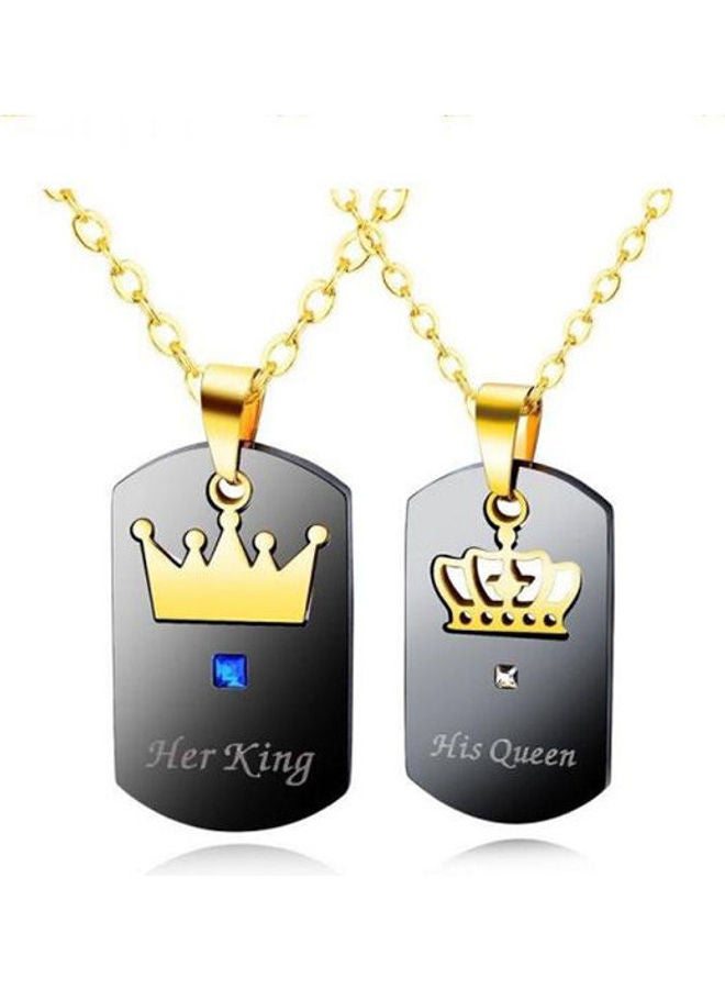 Couple Necklaces Her King  His Queen With Crown Titanium Steel Tag Pendant Necklaceman'S Style 