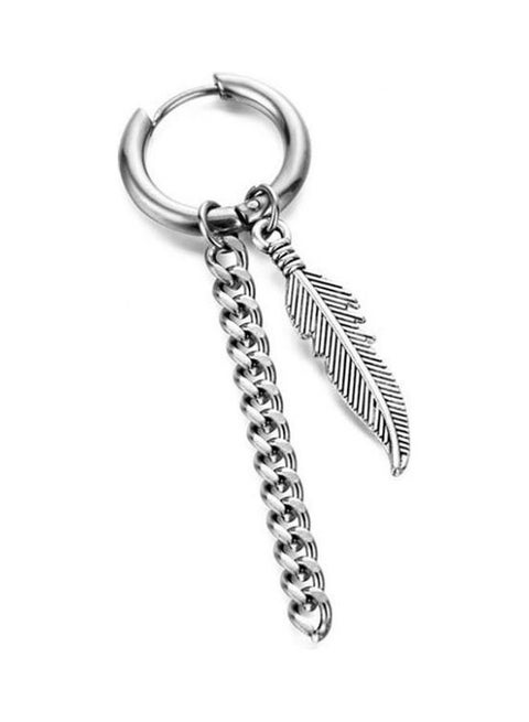 One Piece Bts Bulletproof Youth League Titanium Feather Chain Drop Earrings