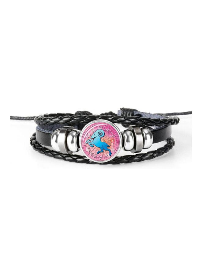 12 Constellations Leather Bracelet Aries Zodiac Sign Bangle Women Men Handmade Horoscopes Jewelry Gift For Friends Family Birthday 
