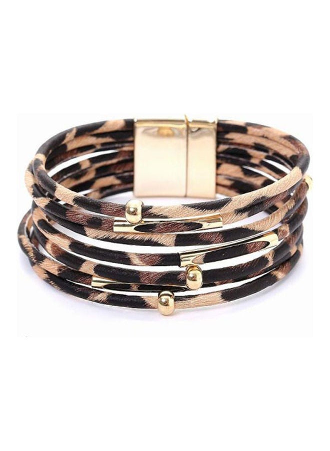 Alloy Magnet Buckle Leopard Bracelet Wearing Beads Small Commodity Leather Bracelet Copper Tube Bracelet 