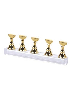 Generic Acrylic Nail Art Practice Stands Magnetic Nail Tips Holders Training Fingernail Display Stands Diy Nail Crystal Holders-Gold White-Gold 