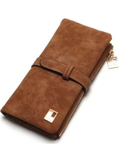 Vintage Matte Leather Card & Id Cases Multi-Card Long Big Bifold Wallet For Women Brown - v1624273718/N48467875A_1