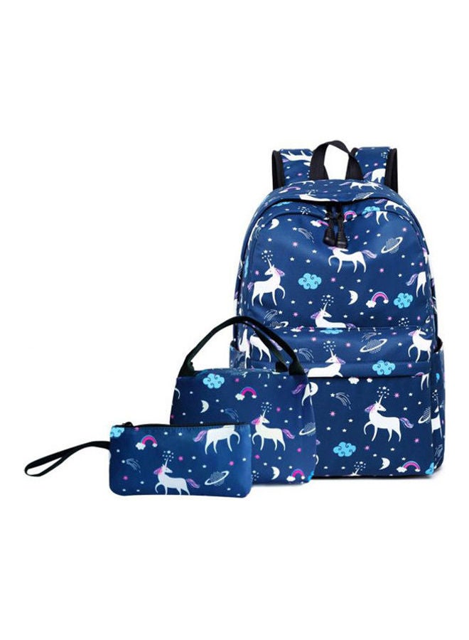 Teen Girl Unicorn Print School Backpack With Lunch Box Pencil Case 3 In 1 Canvas Set Women Travel Backpack Multicolour 