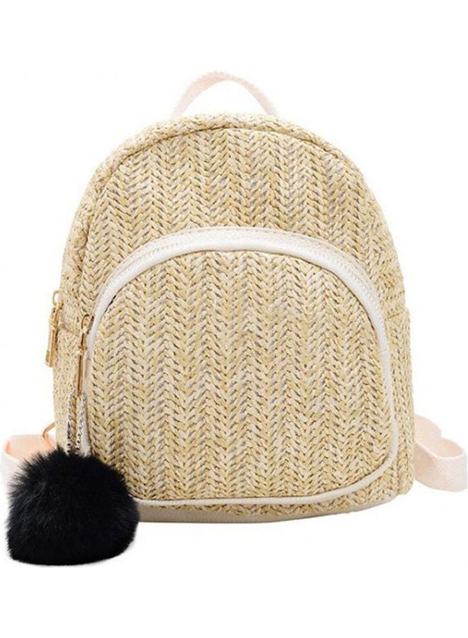 Women Backpack Fashion Straw Bag Beige 