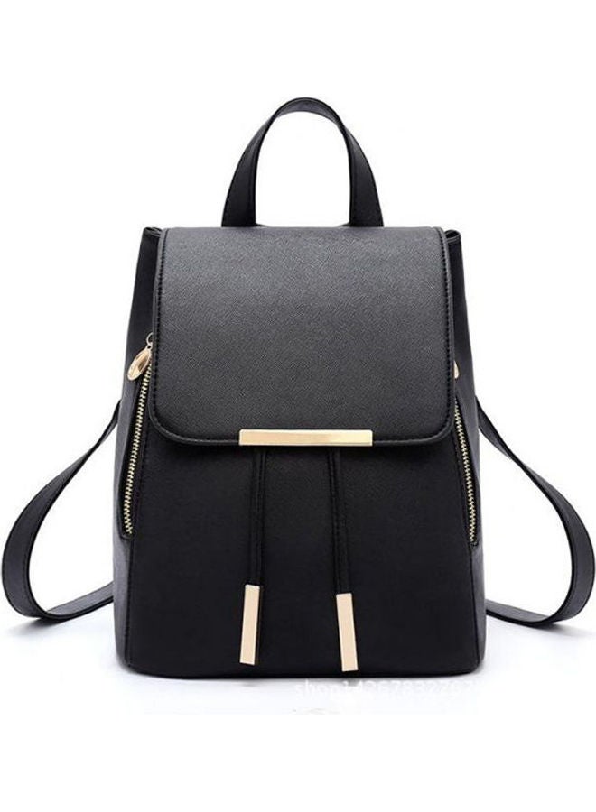 Women Leather Casual Backpack Multi-Function Black 