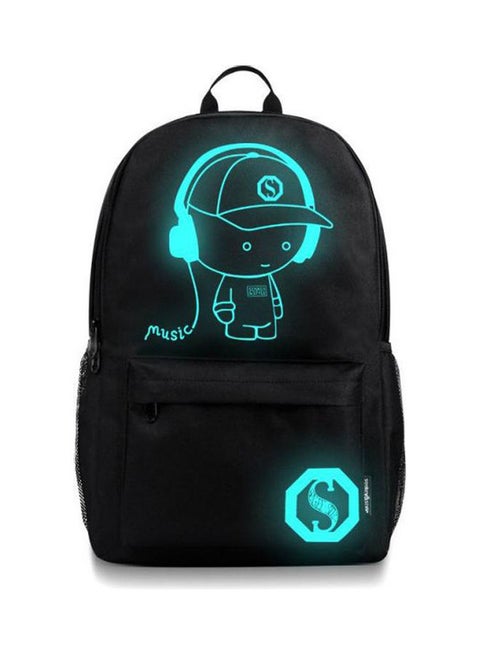 Kids Luminous Backpack Glow In the Dark With USB Charger Boy Casual School Bags Black