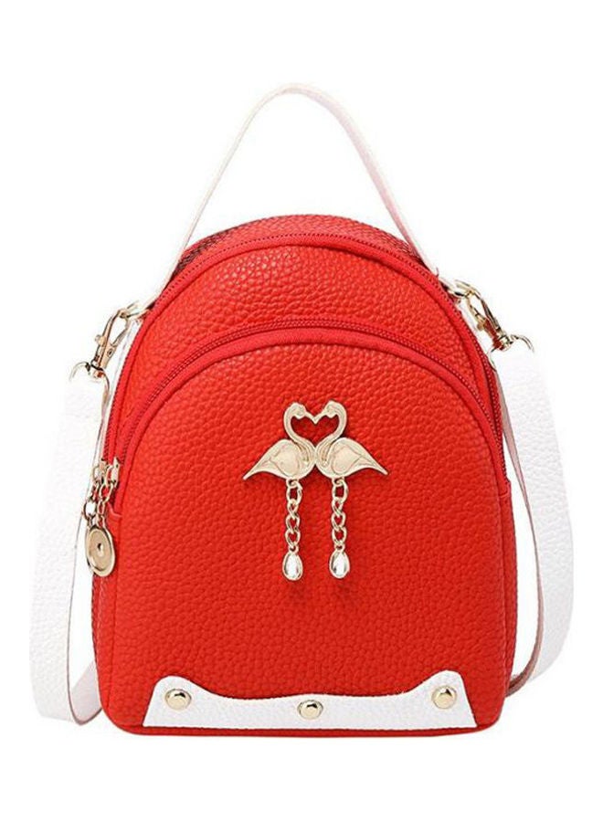 Women's  Leather Little Swan Shoulder Bag Red 