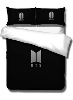 Bedding Set Bts Love Yourself 3-Piece Cotton 1 Duvet Cover & 2 Pillows Cover For Teenagers Bed Youth Student Bts Quilt Cover Set Cotton Black 200X200cm