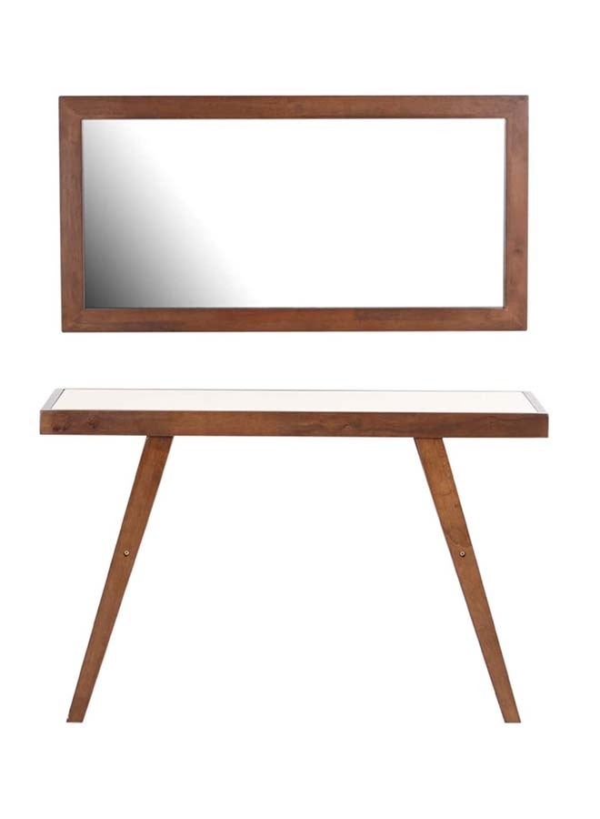 Zenith Faux Marble Console Table With Mirror Brown 120x45x75cm - v1624275396/N33804658A_1