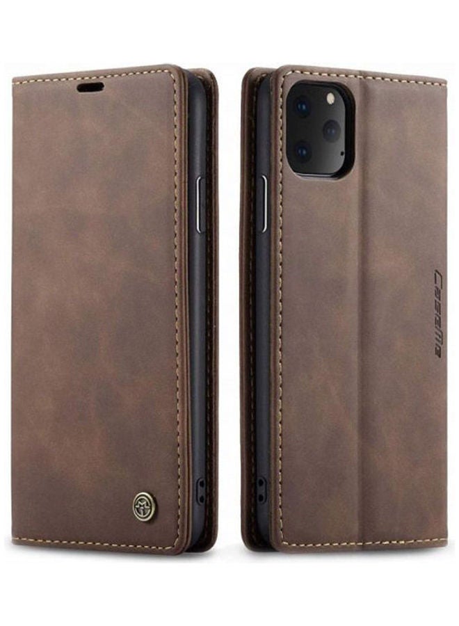 Wallet Case For Iphone 11 Pro Max Leather Wallet Case Classic Design With Card Slot And Magnetic Closure Flip Fold Case Brown