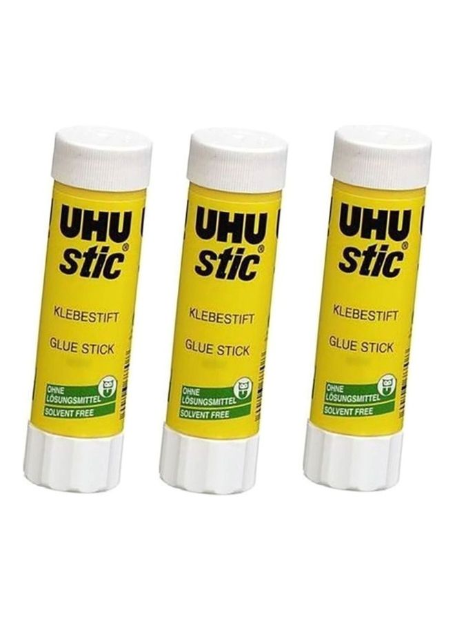 يو إتش يو مجموعة أصابع غراء ممتازة مكونة من 3 قطع أصفر/ابيض