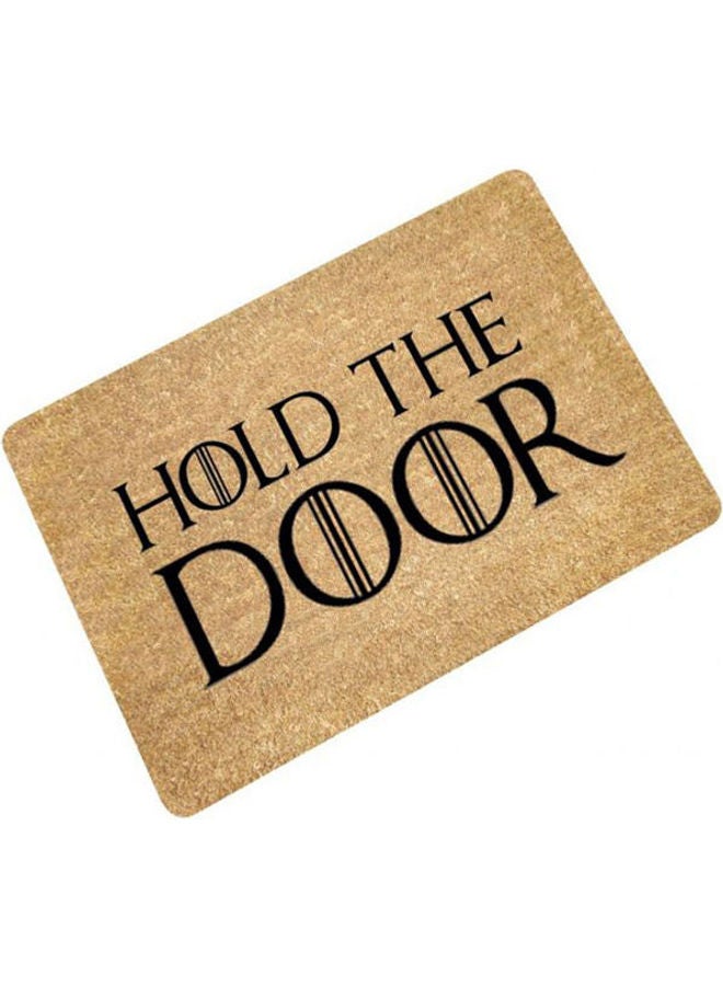 دوّاسة باب مطاطية مُزيّنة بتصميم "Hold The Door" بيج 40X60سم