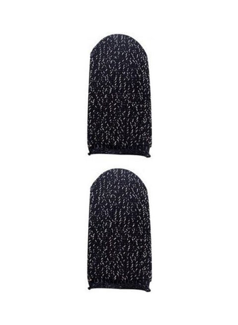Mobile Game Controller Finger Sleeve Ultra-Thin Sweat-Proof Breathable Full Touch Screen, Sensitive Shooting Target Joystick Finger Sleeve-Pair (2Pcs)-Black
