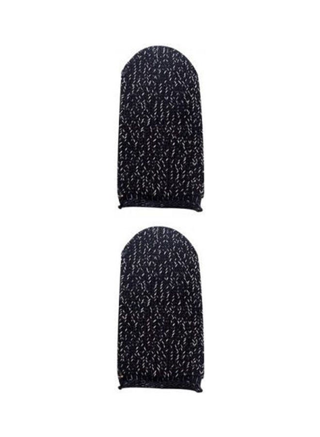 Mobile Game Controller Finger Sleeve Ultra-Thin Sweat-Proof Breathable Full Touch Screen, Sensitive Shooting Target Joystick Finger Sleeve-Pair (2Pcs)-Black