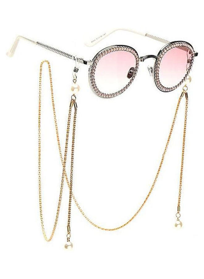 Women's Round Frame Sunglasses With Fashion Pearl Chain For Women