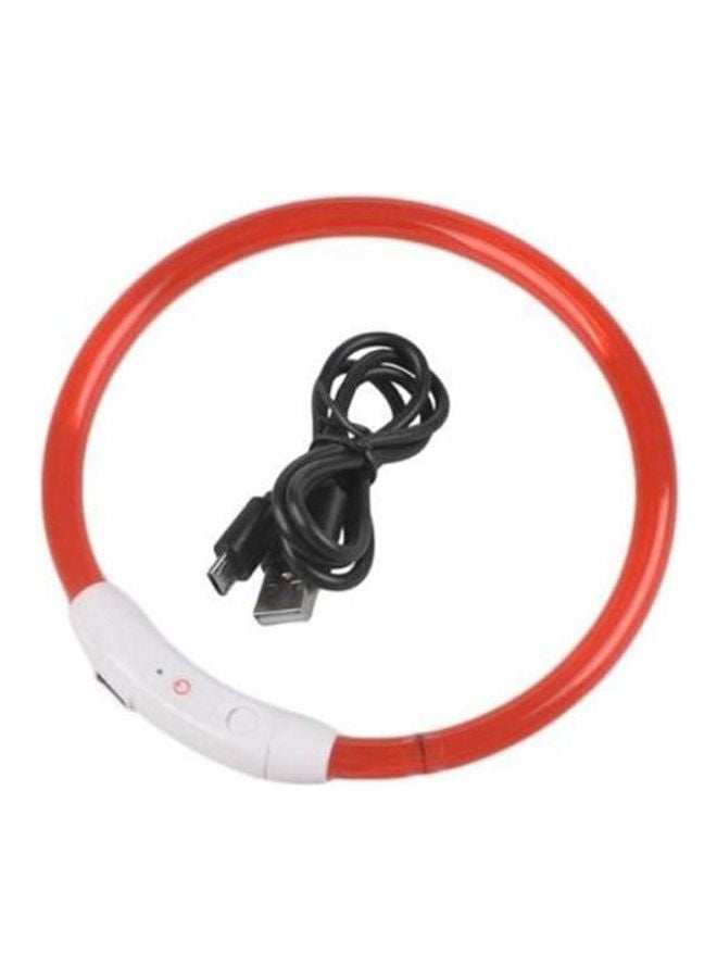 مصباح LED بإضاءة وامضة وقابل للشحن وبتصميم طوق للكلاب برتقالي / أبيض