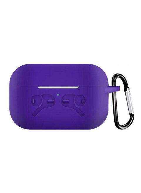 Protective Cover Compatible With Apple AirPods Pro Case, Case With Keychain For Apple AirPods 3 Charging Case - 2019 Release Visible Front Led Shock-Absorbing Soft Slim Silicone Case Skin Purple