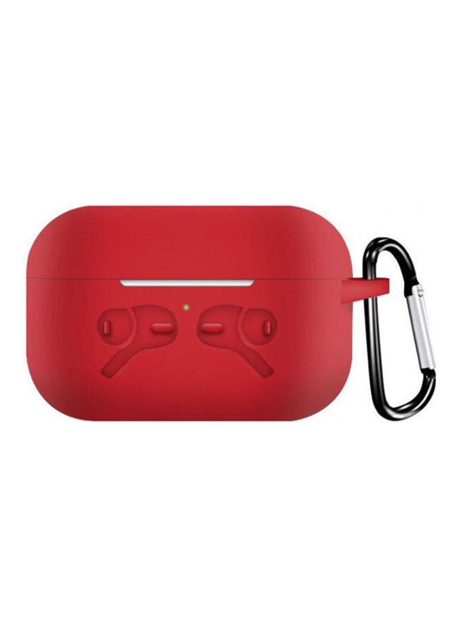 Generic - Compatible With Apple AirPods Pro Case, Protective Cover With Keychain, Bounce Carrying Case For Apple AirPods Pro Charging Case Soft Slim Silicone Case Skin Red - Image 1