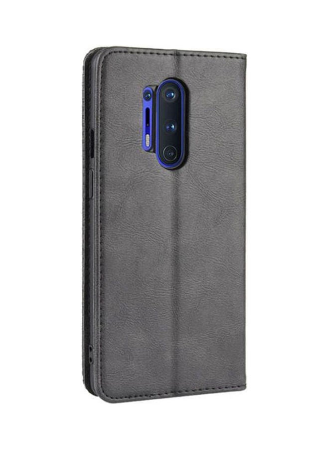 غطاء حماية بتصميم مغناطيسي قابل للقلب مزود بمحفظة للبطاقات لهاتف ون بلس 8 برو أسود