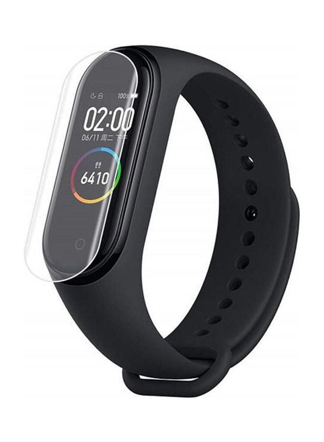 لاصقة حمايةٍ رقيقة للشاشة بتغطية كاملة مضادة للانفجار من البولي يوريثان الحراري لساعة شاومي مي باند 4 من 4 قطع شفاف