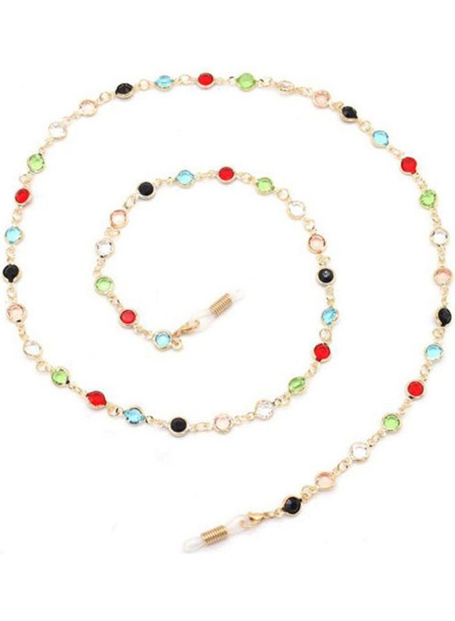 سلسلة لحمل النظارة الشمسية ملونة بالكامل من خرز الكريستال الماسي للنساء